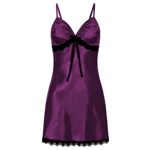 

3 PCS Sling Lace Sexy Perspective Lingerie Nightdress, Size:XXL(Purple)