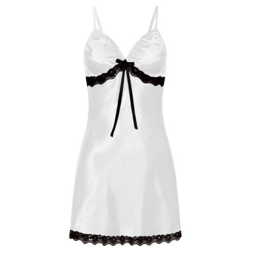 

3 PCS Sling Lace Sexy Perspective Lingerie Nightdress, Size:M(White)