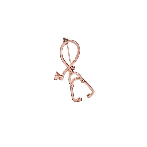 

Doctor Nurse Stethoscope Brooch Medical Jewelry Enamel Pin Denim Jackets Collar Badge Pins Button(Rose Gold)