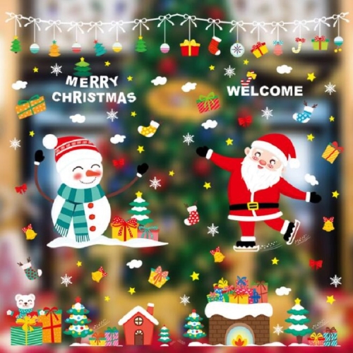 Sunsky 4 Pcs Christmas Static Stickers Christmas Shopping Mall Window Decoration Wall Stickers Window Stickers Specification Santa Claus