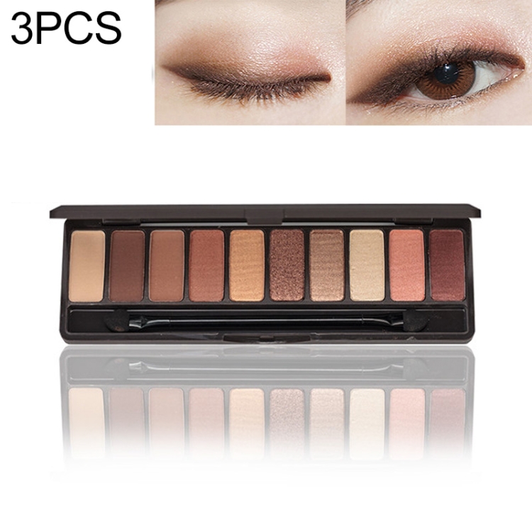 

3 PCS Eyeshadow Palette 10 Colors Matte Eye Shadow Naked Palette Glitter Eye Shadow(Coffee)
