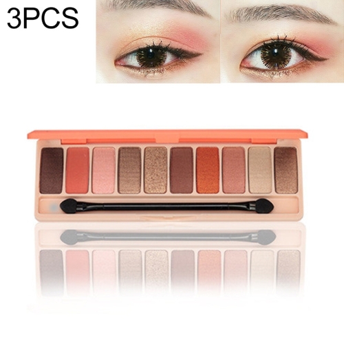 

3 PCS Eyeshadow Palette 10 Colors Matte Eye Shadow Naked Palette Glitter Eye Shadow(Orange)