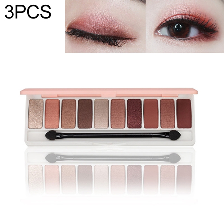 

3 PCS Eyeshadow Palette 10 Colors Matte Eye Shadow Naked Palette Glitter Eye Shadow(Pink)