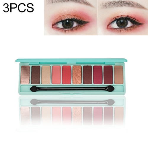 

3 PCS Eyeshadow Palette 10 Colors Matte Eye Shadow Naked Palette Glitter Eye Shadow(Green)