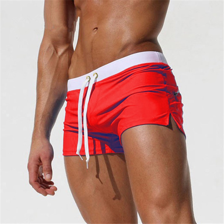 

Back Pocket Flat Shorts Summer Beach Swim Shorts for Men, Size:S(Red)