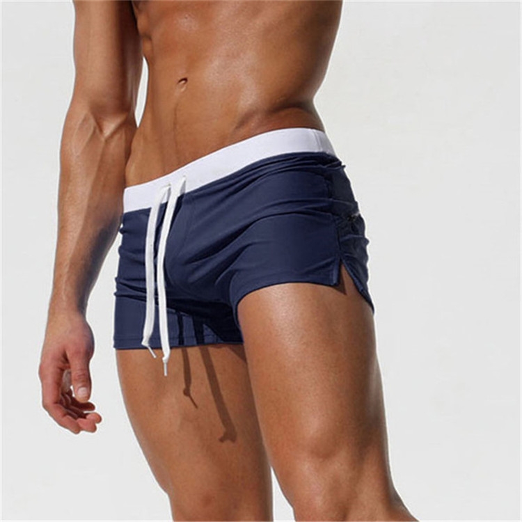 

Back Pocket Flat Shorts Summer Beach Swim Shorts for Men, Size:M(Navy blue)