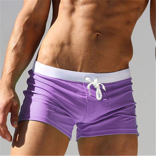 

Back Pocket Flat Shorts Summer Beach Swim Shorts for Men, Size:M(Purple)