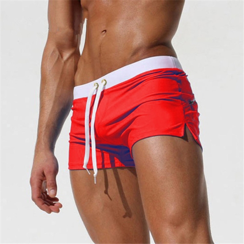 

Back Pocket Flat Shorts Summer Beach Swim Shorts for Men, Size:L(Red)