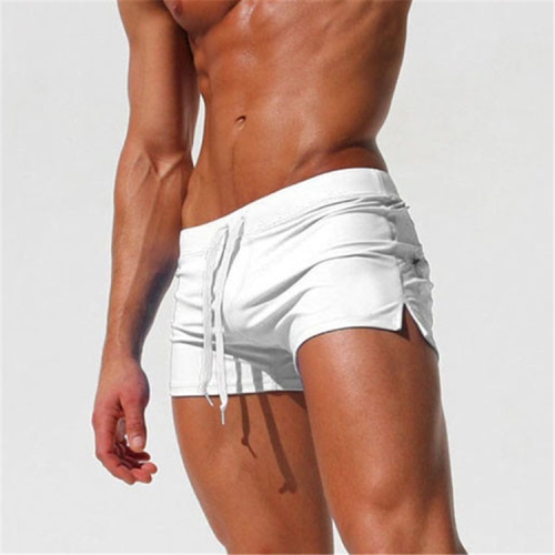 

Back Pocket Flat Shorts Summer Beach Swim Shorts for Men, Size:XXL(White)