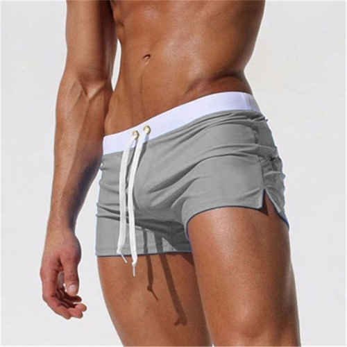 

Back Pocket Flat Shorts Summer Beach Swim Shorts for Men, Size:XXL(Gray)