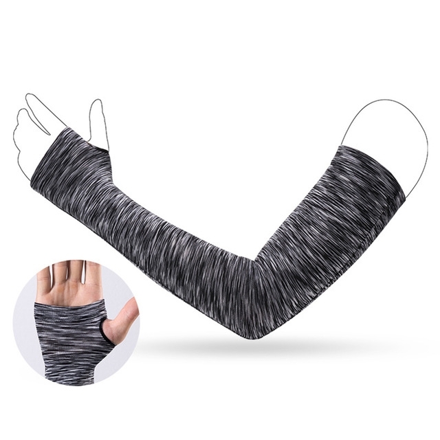 

ROCKBROS XT1001S 2 PCS Ice Fabric Breathable UV Protection Running Arm Sleeves Fitness Basketball Elbow Pad Sport Cycling Outdoor Arm Warmers, Size:S(Gray Ripple with hand)