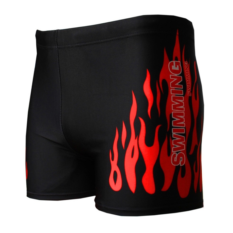 

Flame Pattern Men Male Swim Trunks Beach Shorts Swimming Wear Briefs Swimsuit, Size:XXL(Red fire)
