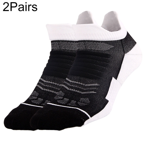 

2 Pairs Boat Socks Professional Men Basketball Socks Quick Drying Breathable Summer Towel Thickening Elite Sport Socks(Black)