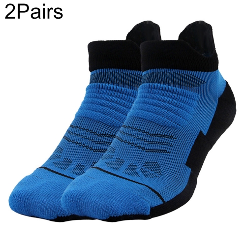 

2 Pairs Boat Socks Professional Men Basketball Socks Quick Drying Breathable Summer Towel Thickening Elite Sport Socks(Blue)