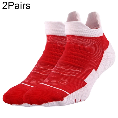 

2 Pairs Boat Socks Professional Men Basketball Socks Quick Drying Breathable Summer Towel Thickening Elite Sport Socks(Red)