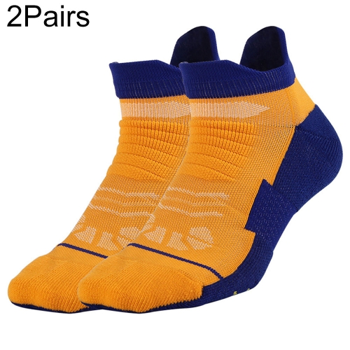 

2 Pairs Boat Socks Professional Men Basketball Socks Quick Drying Breathable Summer Towel Thickening Elite Sport Socks(Yellow blue)