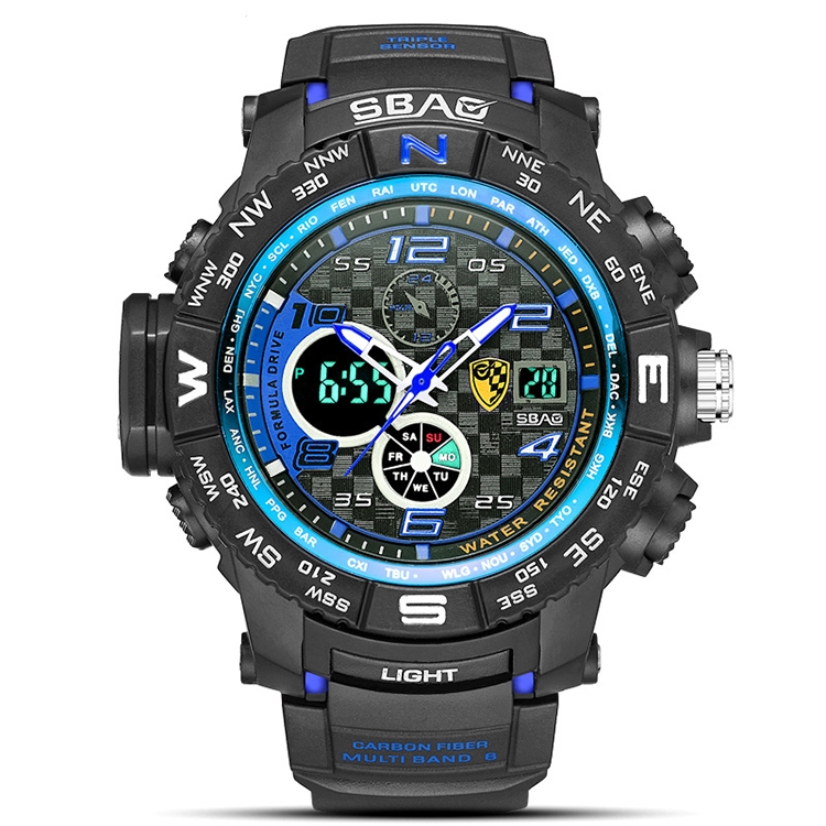 

Men Watch Multi-Function Waterproof Sports Watches Fashion Casual Student Digital Wristwatches(black blue)