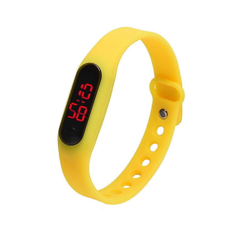 

Delicate Sports Watches Rubber LED Women Mens Date Sports Bracelet Digital Wrist Watch(Yellow)