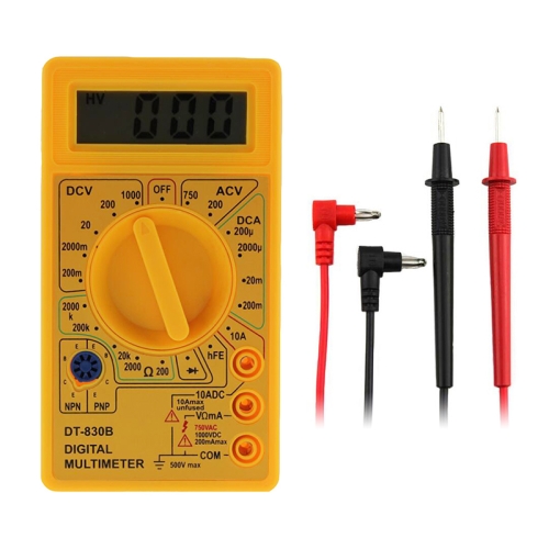 

DT-830B Handheld Digital Multimeter Ammeter Voltmeter Digital Display Universal Tester Meter(Yellow)