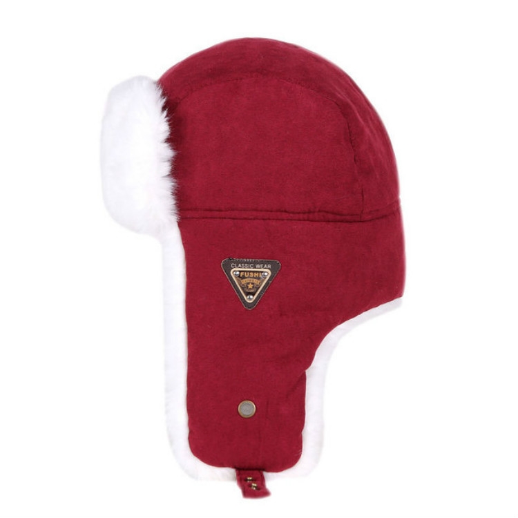 

Autumn and Winter Outdoor Travel Windproof Warm Ear Protected Cap Flight Hats, Size:L（58-60cm）( Wine Red)