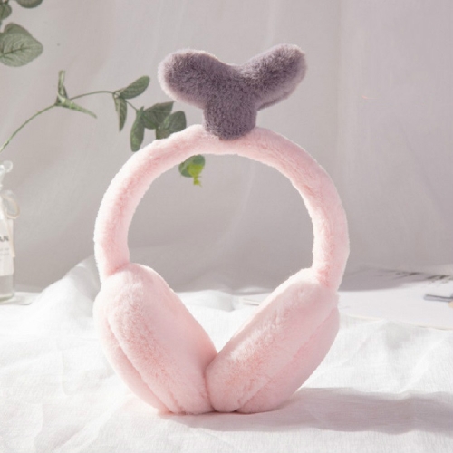 

2 PCS Winter Plush Warm Earmuffs Cartoon Ear Bag Bomber Hat(Pink Grass)