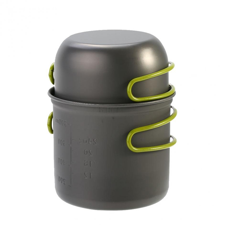 

Outdoor Hiking Camping 1-2 Person Travel Cookwear Set With Handgrip Tableware Picnic Tableware Pots