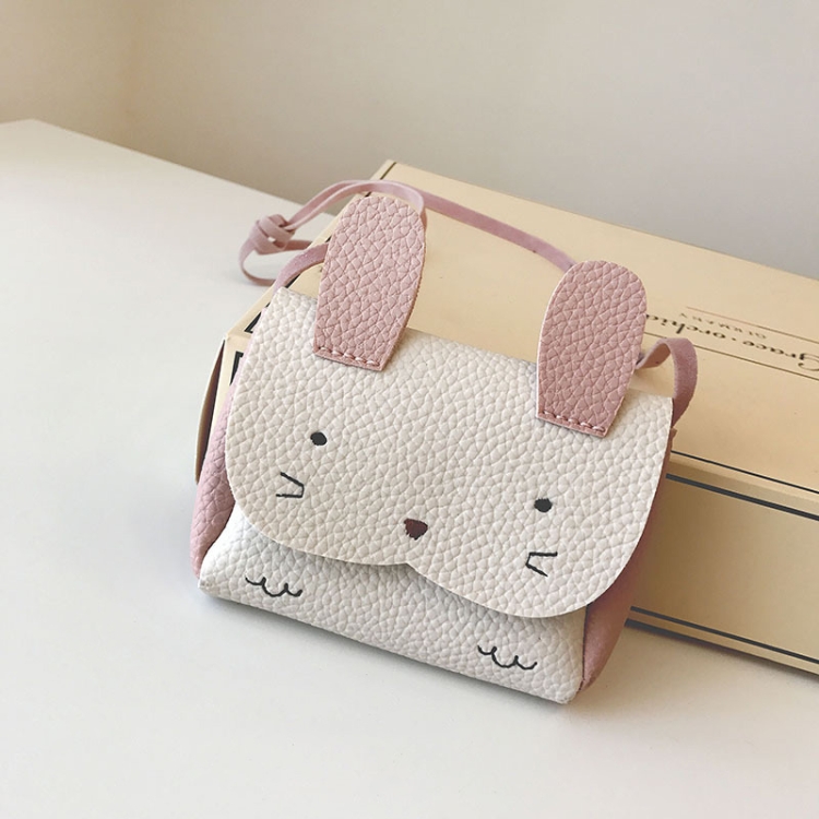 

Girls PU Coin Purse Bag Wallet Kids Rabbit One Shoulder Bag Small Coin Purse(White)