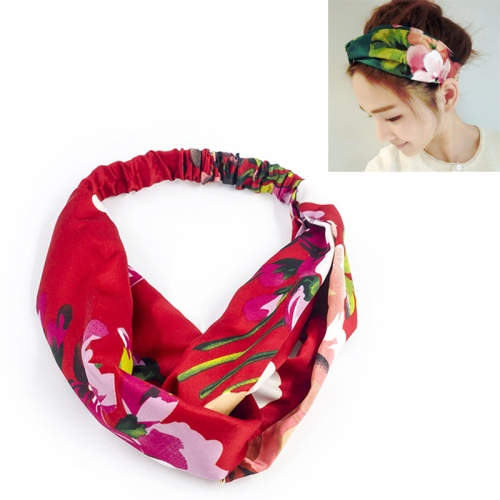 

Women Summer Bohemian Hair Bands Retro Cross Bandanas Hair Accessories(Red)