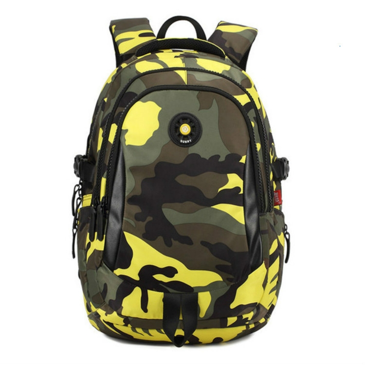 

Camouflage Waterproof Nylon School Bags for Girls Boys Children Backpack Orthopedic Kids Bag, Size:M(Yellow)