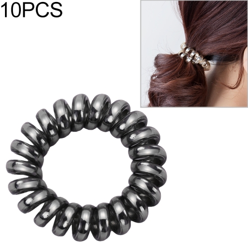 

10 PCS Multicolor Elastic Hair Bands Spiral Shape Ponytail Hair Ties Rubber Band Hair Rope Telephone Wire Hair Accessories(Black)