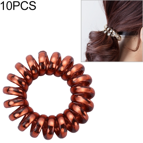 

10 PCS Multicolor Elastic Hair Bands Spiral Shape Ponytail Hair Ties Rubber Band Hair Rope Telephone Wire Hair Accessories(Coffee)