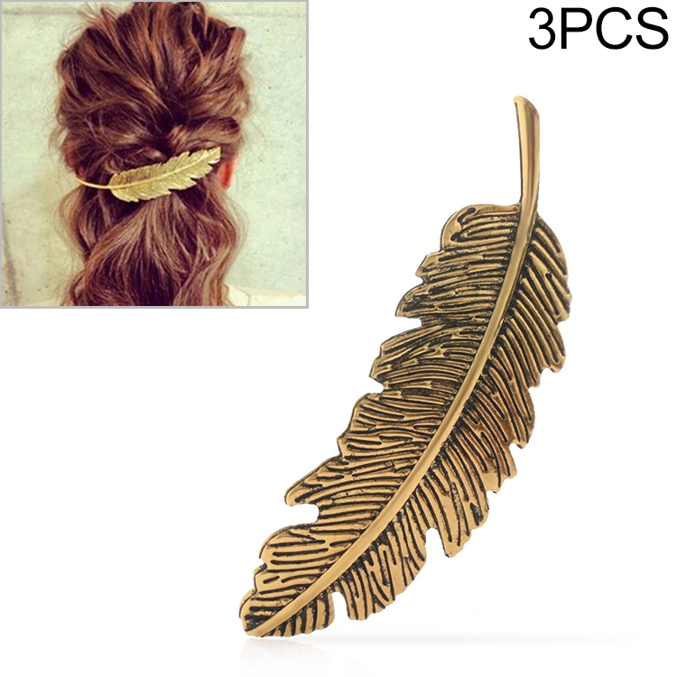 

3PCS Fashion Women Feather Hair Clip(Bronze)