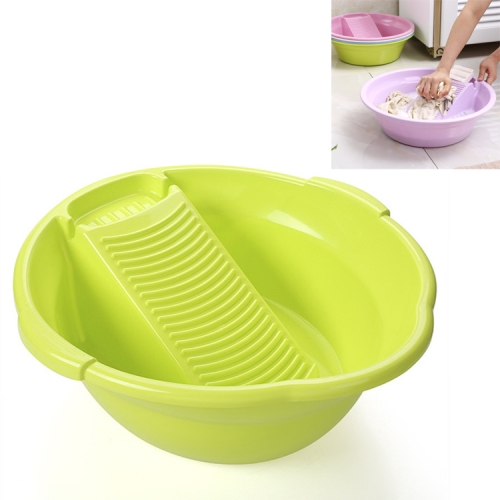 

10 PCS Large Plastic Washbasin With Washboard Thickened Laundry Tub(Green)