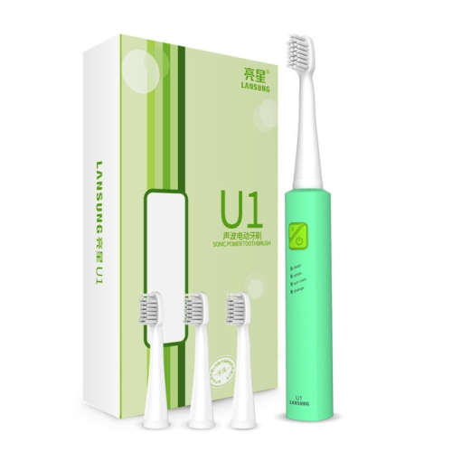 

Lansung Rechargeable Sonic Electric Toothbrush Ultrasonic Whitening Teeth Vibrator with 4 Brush Heads(Green)