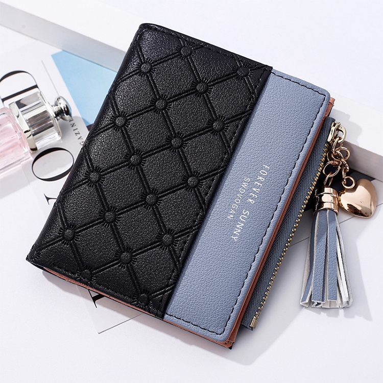 

Cute Fashion Purse Leather Long Zip Wallet Coin Card Holder Soft Leather Phone Card Female Clutch(black)