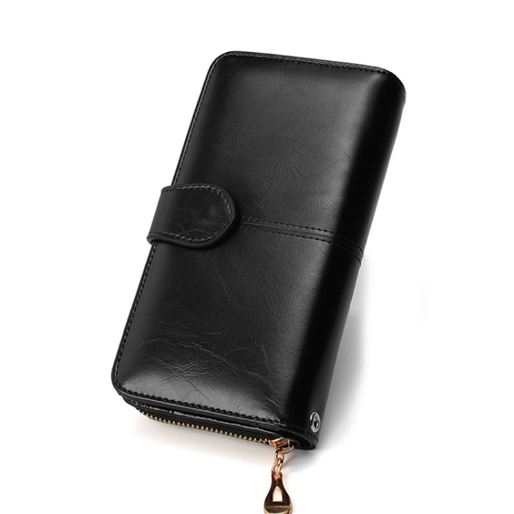 

3 PCS Multifunction Zipper Women Leather Wallet Long Trifold Coin Purse Card Holder Clutch(Black)