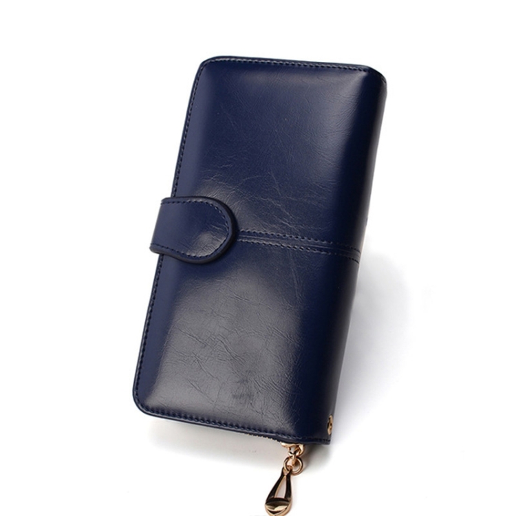 

3 PCS Multifunction Zipper Women Leather Wallet Long Trifold Coin Purse Card Holder Clutch(Deep Blue)