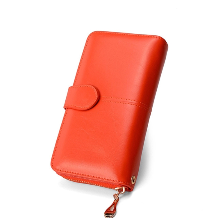 

3 PCS Multifunction Zipper Women Leather Wallet Long Trifold Coin Purse Card Holder Clutch(Orange)