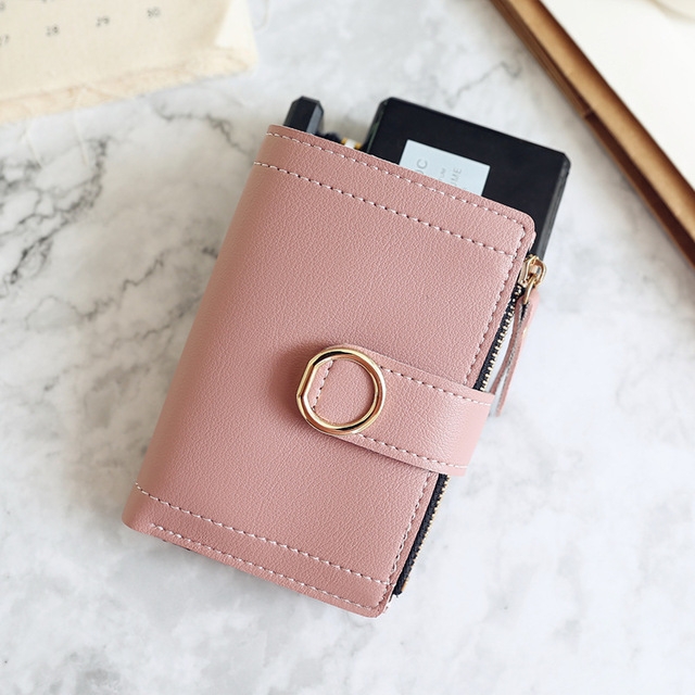 

Women Wallets Small Fashion Leather Purse Ladies Card Bag For Female Purse Money Clip Wallet(Dark Pink)