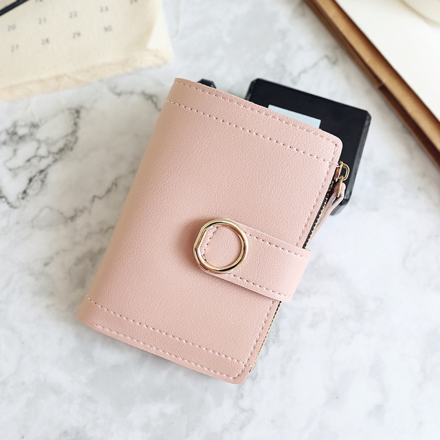 

Women Wallets Small Fashion Leather Purse Ladies Card Bag For Female Purse Money Clip Wallet(Light Pink)