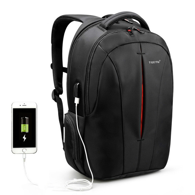 

Waterproof 15.6-inch Laptop Backpack Anti-theft Business Travel Backpack School Bag(Black+Orange USB)
