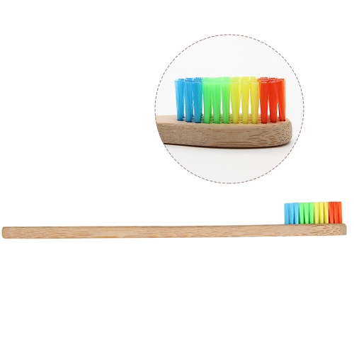 

2 PCS Oral Care Soft Bristle Colorful Head Rainbow Bamboo Toothbrush