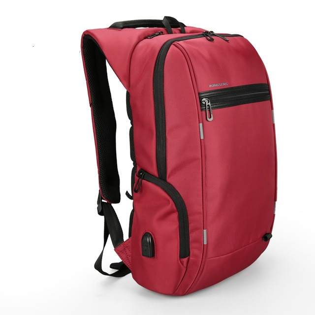 

13.3-15.6 inch Laptop Backpack External USB Charge Computer Backpacks Anti-theft Waterproof Bags(B-Red)