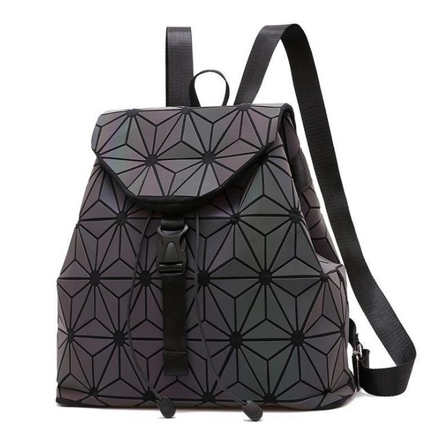 

Women Laser Luminous Backpack School Hologram Geometric Fold Student School Bags, Size:25x13x25cm(Luminous hexagon)