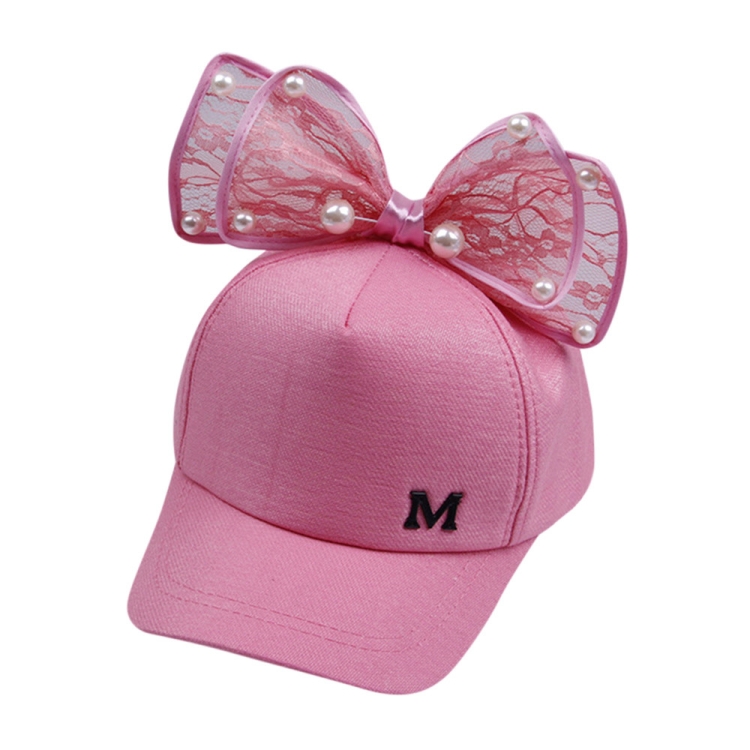 

Spring Girls Pearl Lace Bow Decoration Hat Sun Hat, Size:Adults 54-60cm(Cloth Dark Pink)