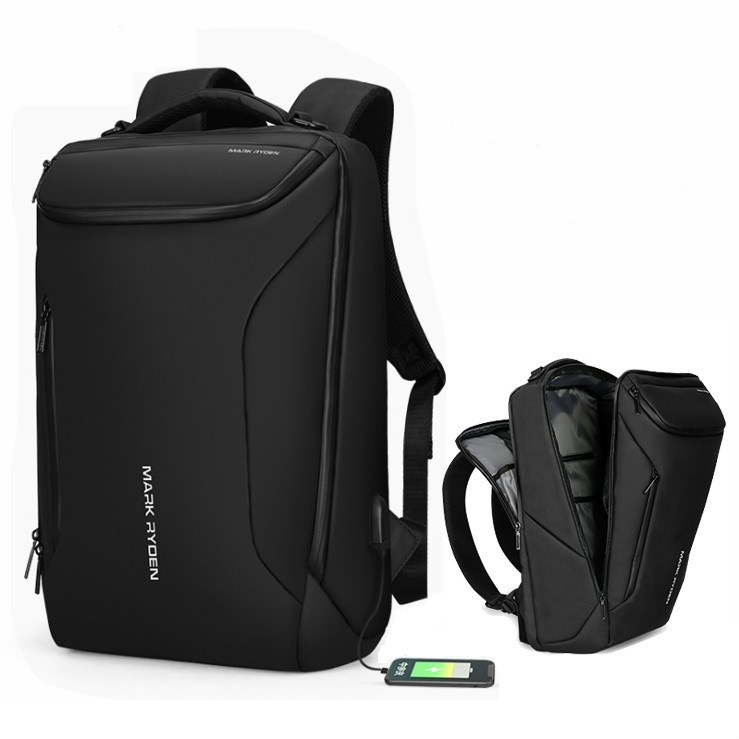 

Fashion Men Backpack Multifunctional Waterproof Laptop Bag Travel Bag with USB Charging Port(Upgraded Black)