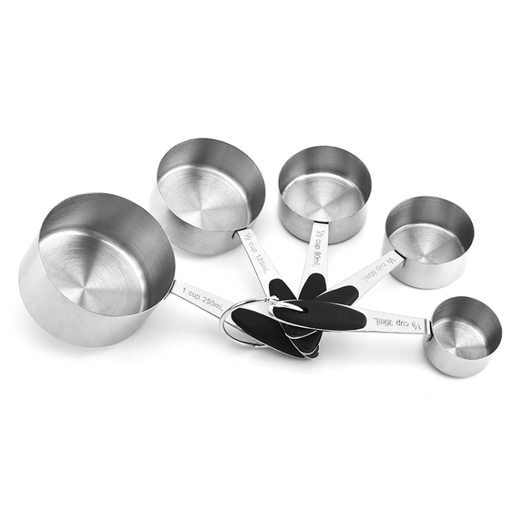 

5 in 1 Stainless Steel Measuring Spoon Set Coffee Spoon Baking Kitchen Gadget, Style:Measuring Cup(Black)