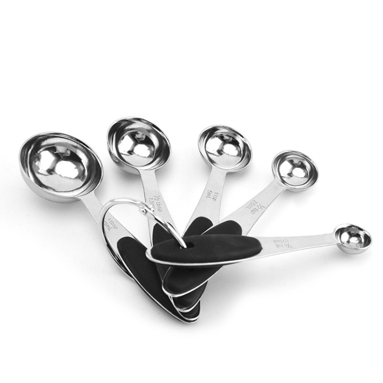 

5 in 1 Stainless Steel Measuring Spoon Set Coffee Spoon Baking Kitchen Gadget, Style:Measuring Spoon(Black)