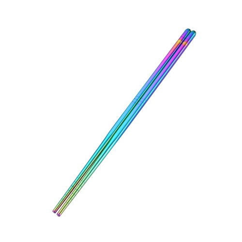 

1 Pair Stainless Steel Tableware Colorful Reusable Metal Chopsticks Dishware, Length：23cm(Multicolor)