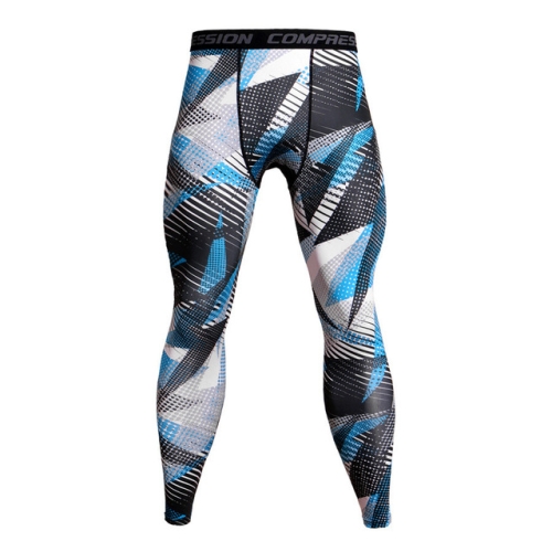 

Running Football Training Fitness Compression Tights Pants for Men, Size:M(Geometric Blue Dot)